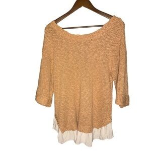 Easel Anthropologie Beige Sweater Size M Ladies 2Fer Oversized Scoop Neck Tunic